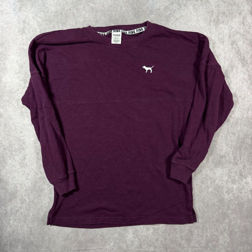 Pink Victoria Secret Maroon Floral Love Pink Spirit Jersey Long Sleeve XS Y2K